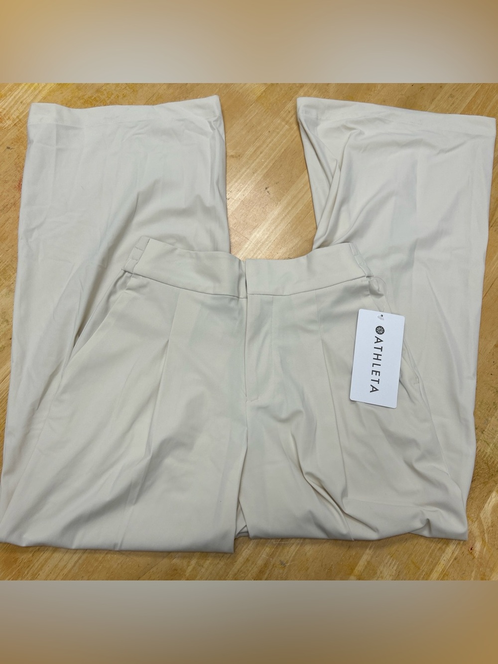 New Athleta Pinnacle High Rise Trouser Cream Ivory 00 / P XS Wide Leg Dressy